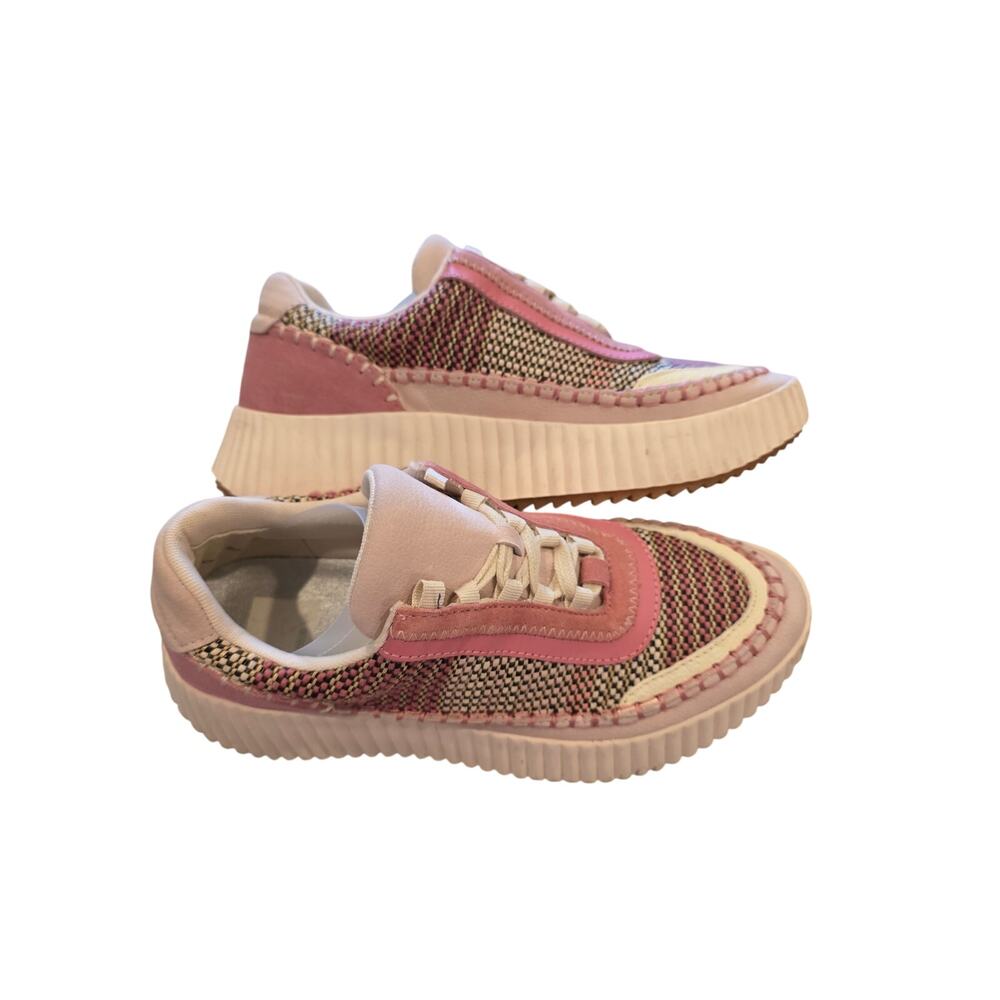 Dolce Vita Pink Multi Woven Platform Sneakers Womens Lace Up Casual Shoes